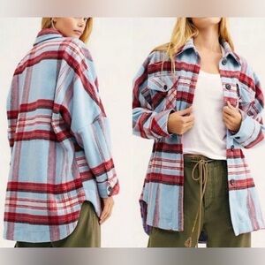 Free People (Down for you Plaid shirt jacket) with cinched waist women size S